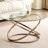 Round Tempered Glass Coffee Table - Gold