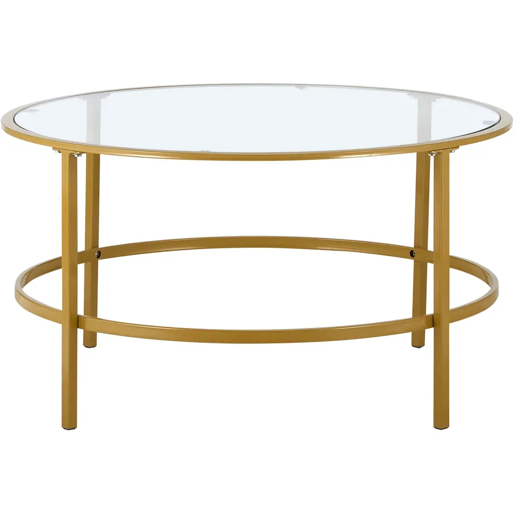 Round Tempered Glass Coffee Table - Gold