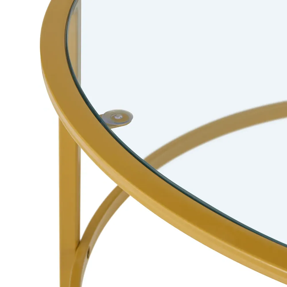 Round Tempered Glass Coffee Table - Gold