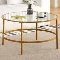 Round Tempered Glass Coffee Table - Gold