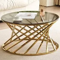 Round Tinted Glass Coffee Table - Gold