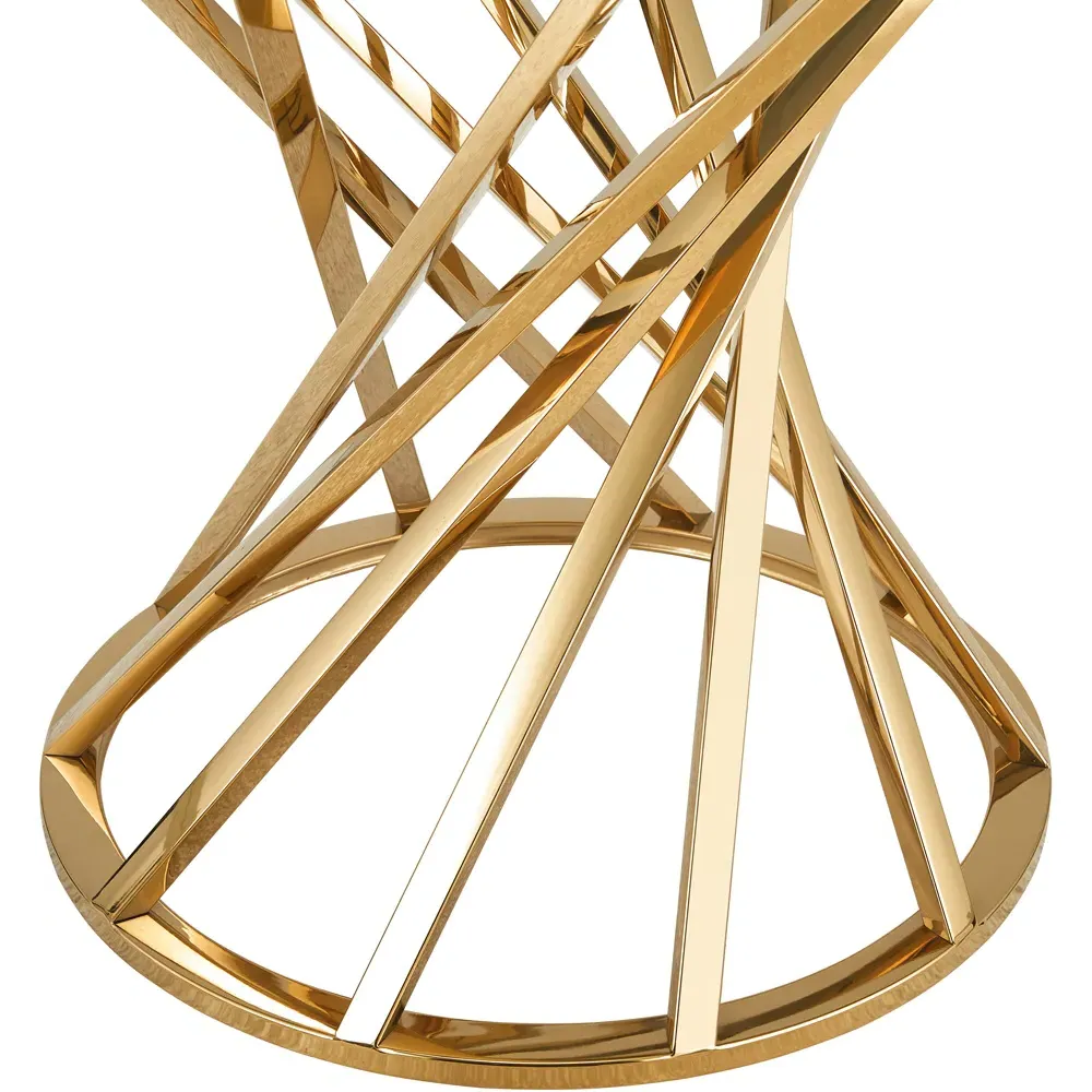 Round Tinted Glass Side Table - Gold