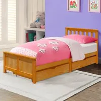 Single Bed Frame with 2 Drawers - Brown, Wood