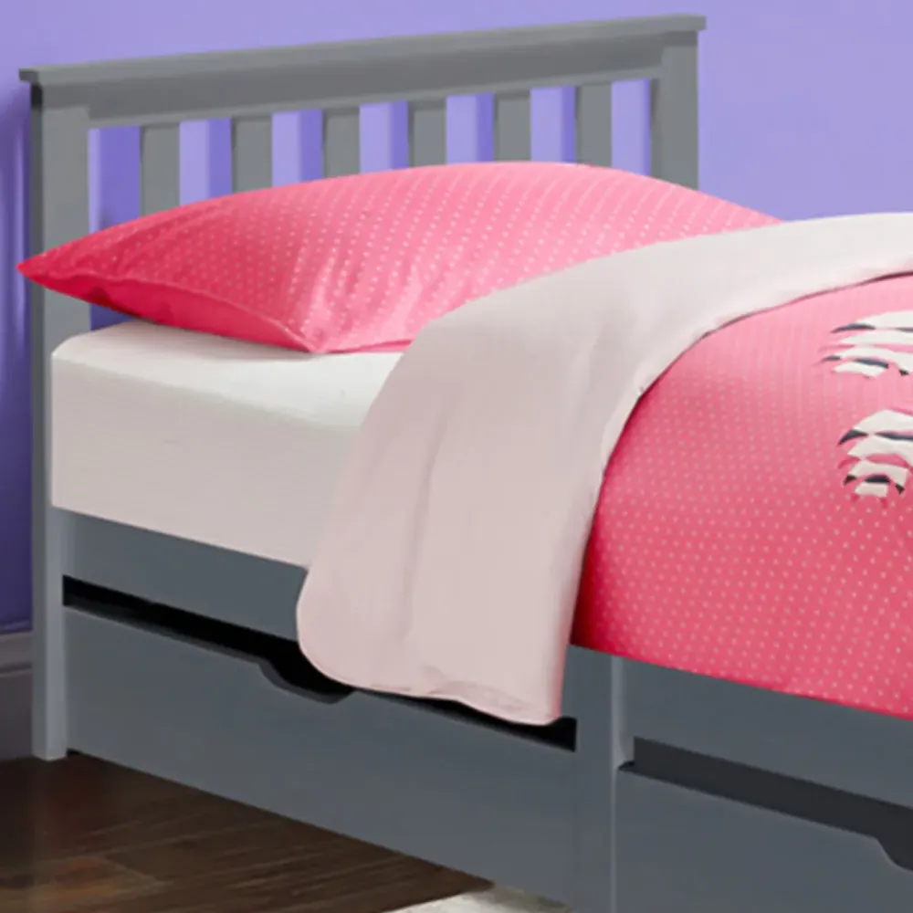 Single Bed Frame with 2 Drawers - Grey, Wood