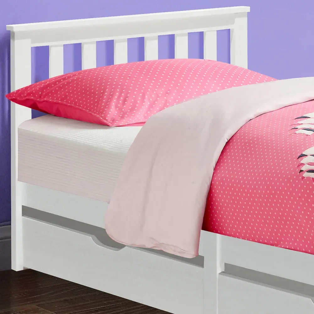 Single Bed Frame with 2 Drawers - White, Wood