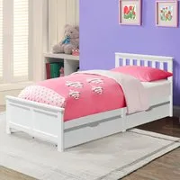 Single Bed Frame with 2 Drawers - White, Wood