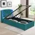 Single Bed Frame with LED Headboard and Storage - Green, Fabric