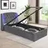 Single Bed Frame with LED Headboard and Storage - Grey, Fabric