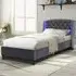 Single Bed Frame with LED Headboard - Grey, Fabric