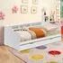 Single Bed Frame with Trundle and Shelves - White, Wood