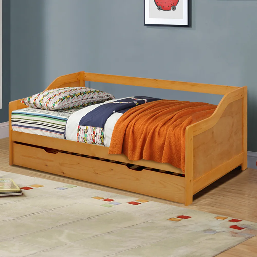 Single Bed Frame with Trundle - Brown, Wood image