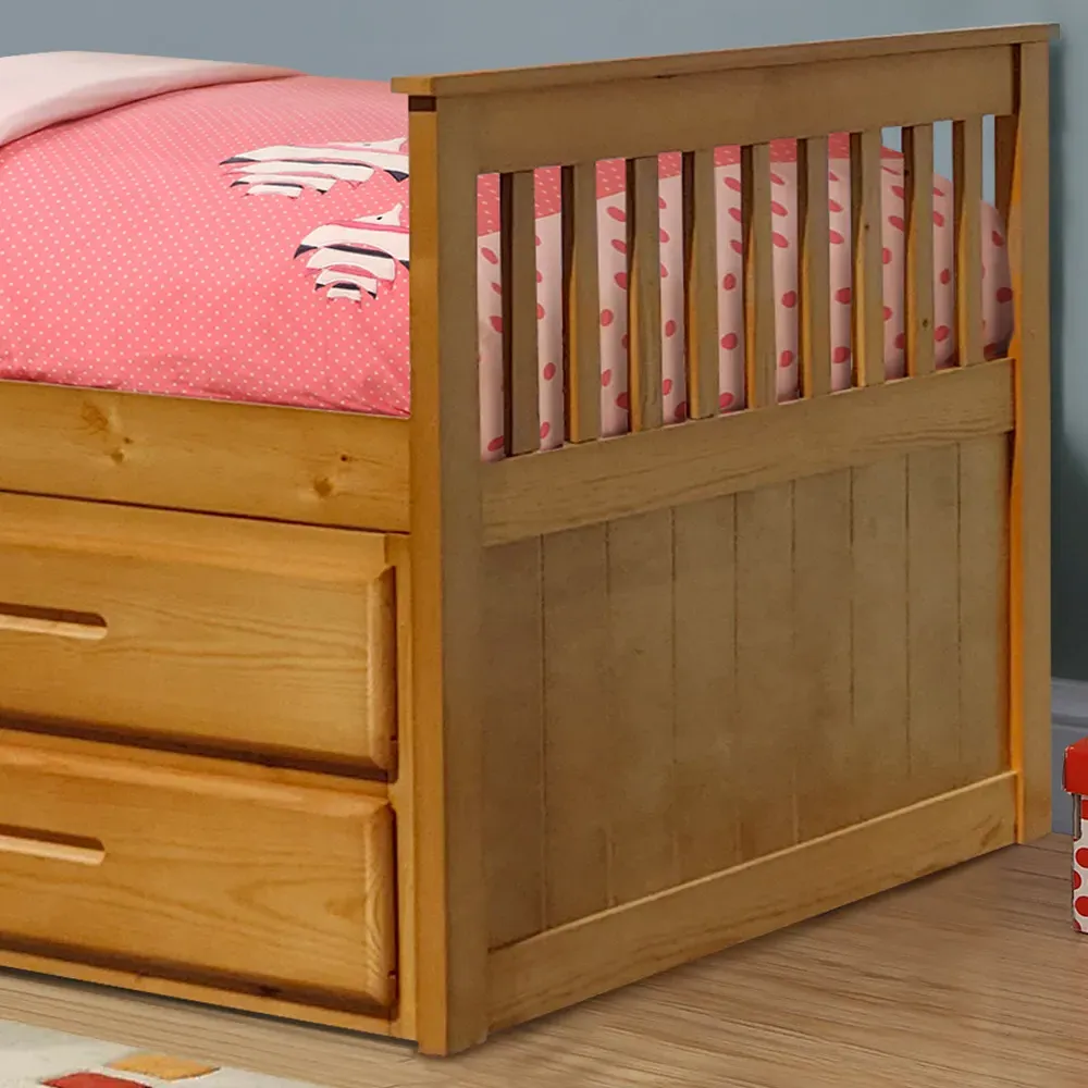 Single Captains Bed with Storage - Caramel, Wood