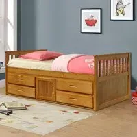 Single Captains Bed with Storage - Caramel, Wood