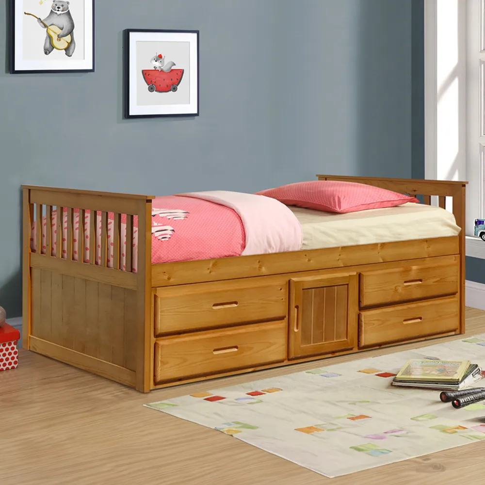 Single Captains Bed with Storage - Caramel, Wood image
