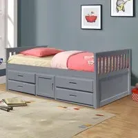 Single Captains Bed with Storage - Grey, Wood