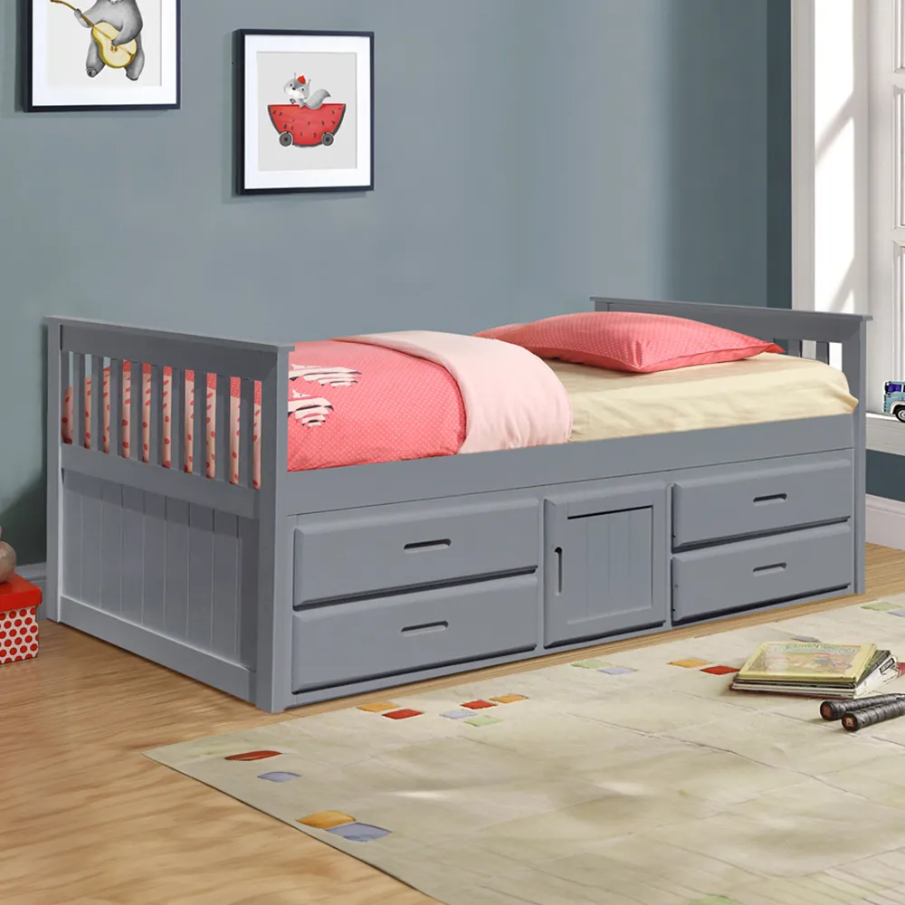 Single Captains Bed with Storage - Grey, Wood