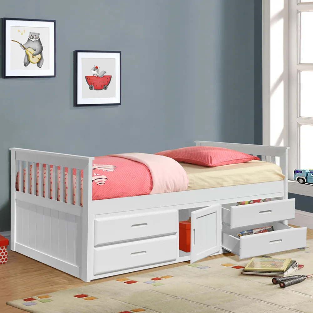 Single Captains Bed with Storage - White, Wood