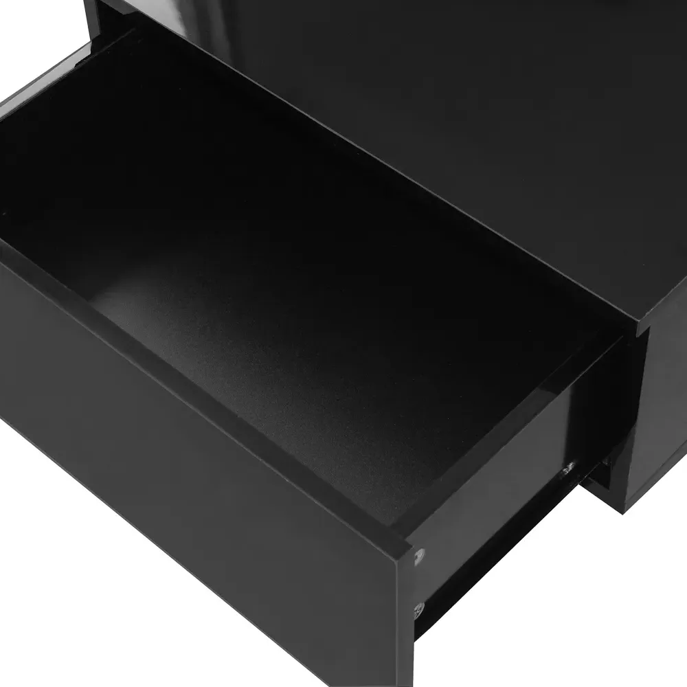 Single Drawer Coffee Table with LED - Black, High Gloss