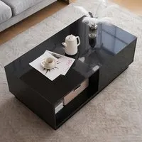 Single Drawer Coffee Table with LED - Black, High Gloss