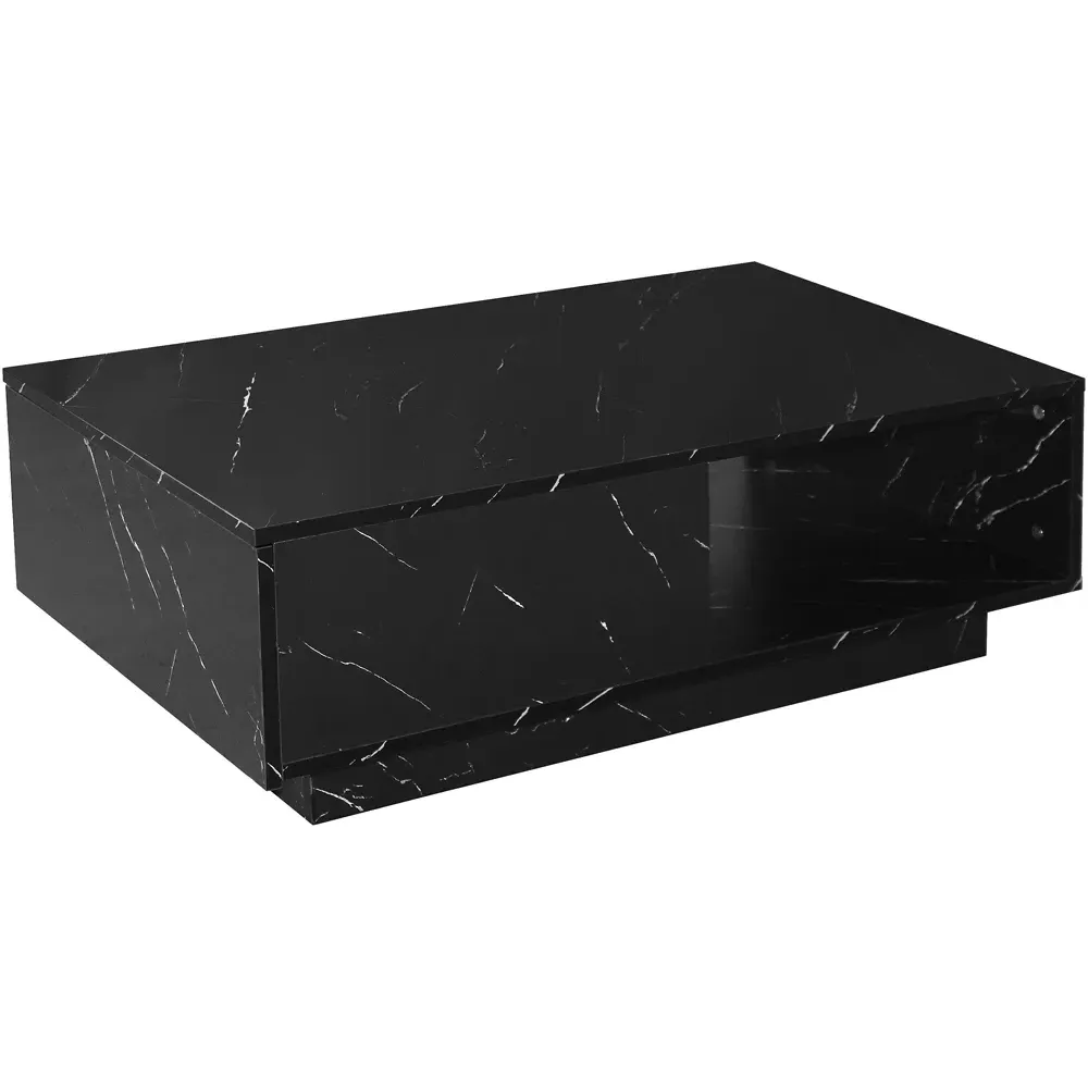 Single Drawer Coffee Table with LED - Black, High Gloss
