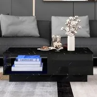 Single Drawer Coffee Table with LED - Black, High Gloss