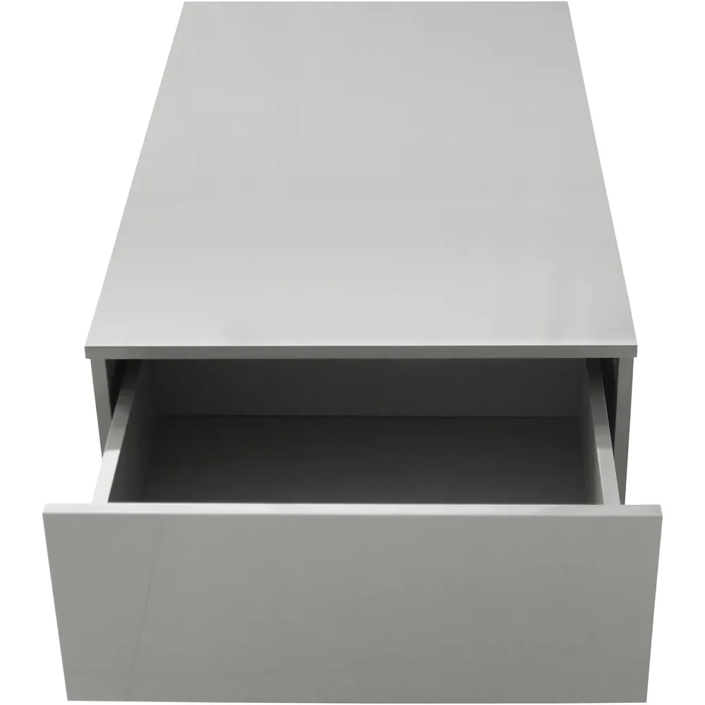 Single Drawer Coffee Table with LED - Grey, High Gloss