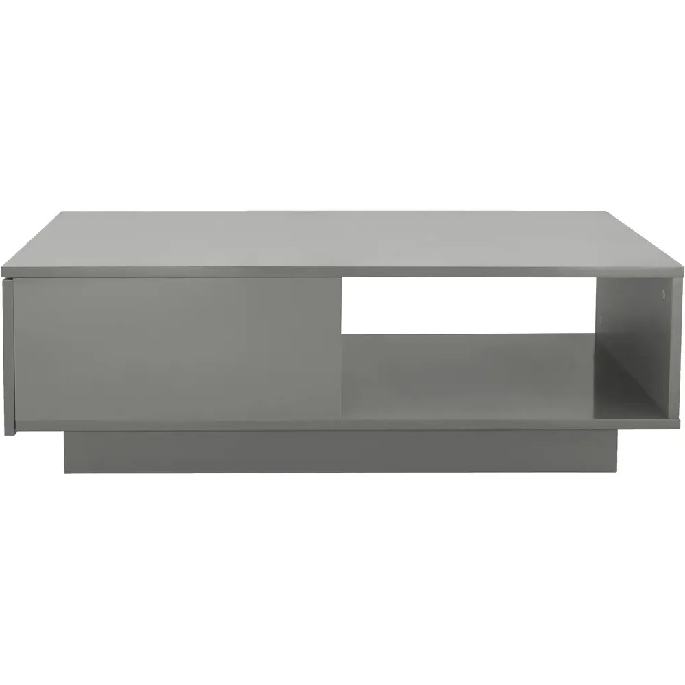 Single Drawer Coffee Table with LED - Grey, High Gloss