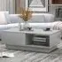 Single Drawer Coffee Table with LED - Grey, High Gloss