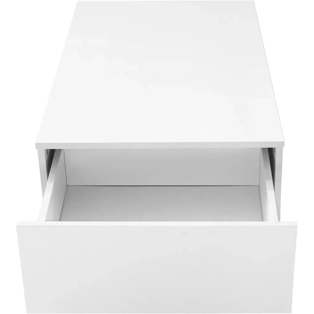 Single Drawer Coffee Table with LED - White, High Gloss