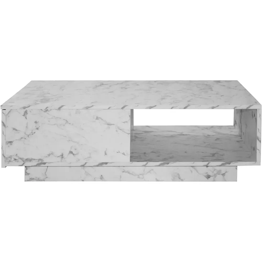 Single Drawer Coffee Table with LED - White, High Gloss