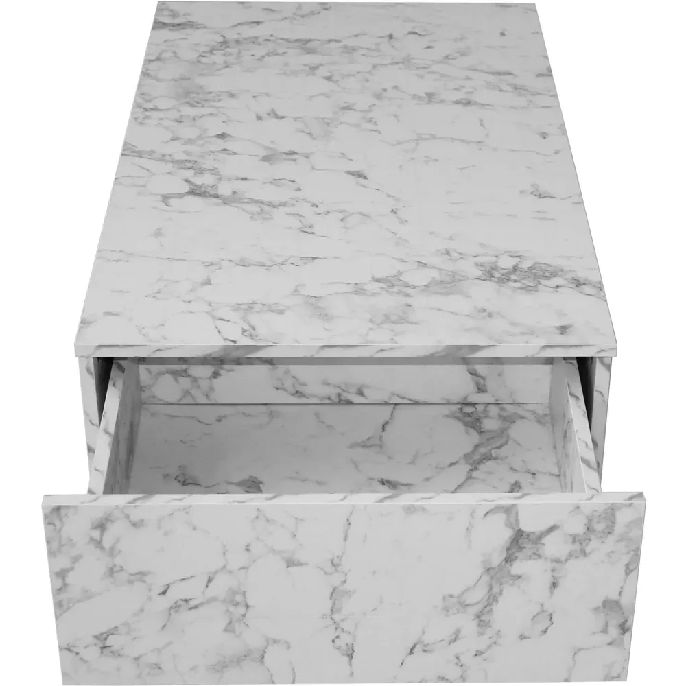 Single Drawer Coffee Table with LED - White, High Gloss
