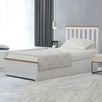 Single Gas Lift Ottoman Bed with Storage - White