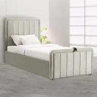 Single Ottoman Bed Frame with Storage - Cream, Velvet
