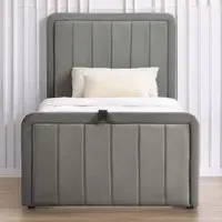 Single Ottoman Bed Frame with Storage - Dark Grey, Velvet