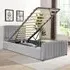 Single Ottoman Bed Frame with Storage - Grey, Velvet