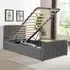 Single Ottoman Bed Frame with Storage - Grey, Velvet