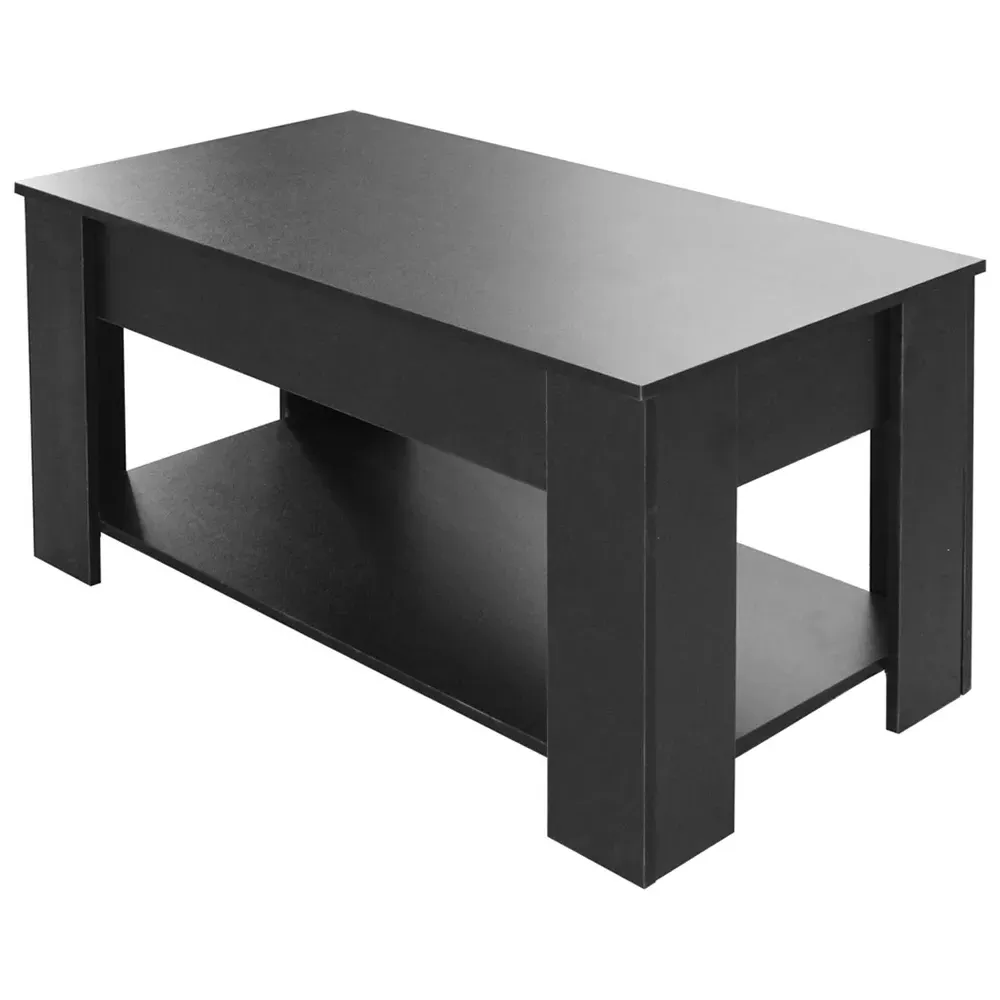 Single Shelf Lift Top Coffee Table with Storage - Black