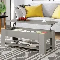 Single Shelf Lift Top Coffee Table with Storage - Grey