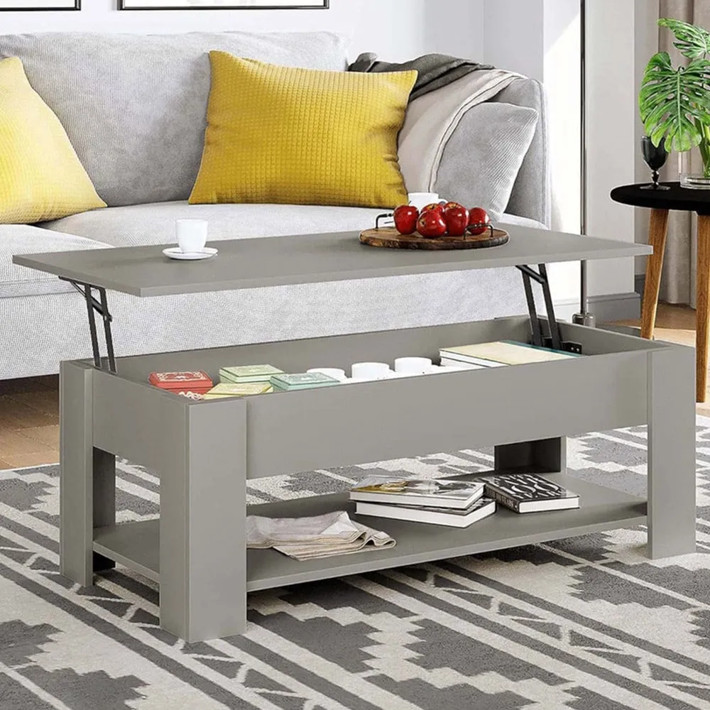 Single Shelf Lift Top Coffee Table with Storage - Grey