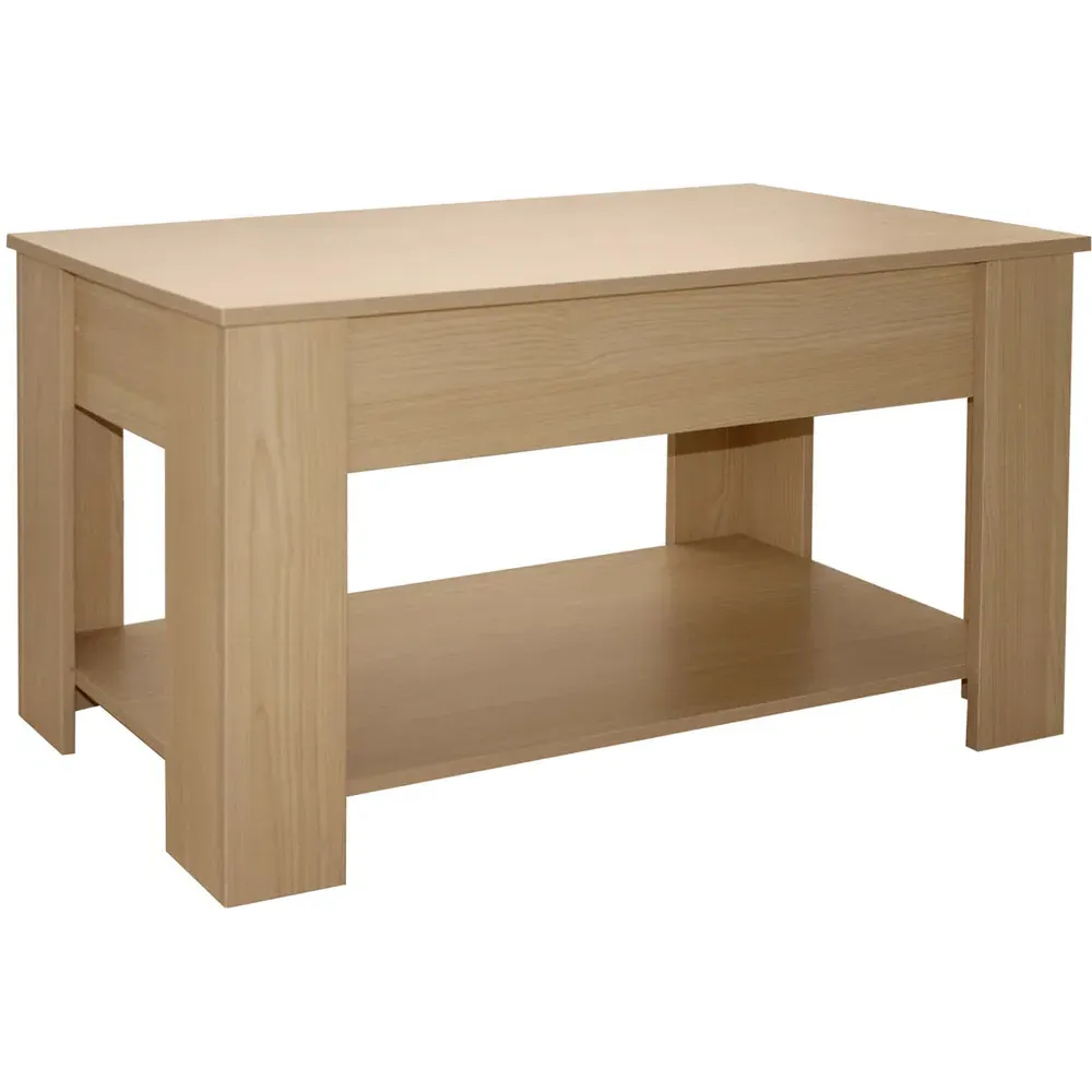 Single Shelf Lift Top Coffee Table with Storage - Oak