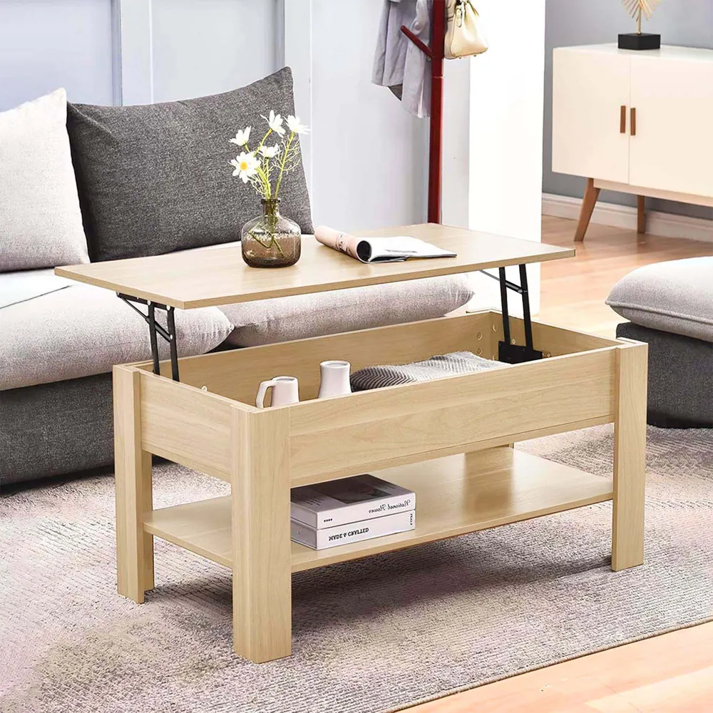 Single Shelf Lift Top Coffee Table with Storage - Oak