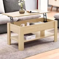 Single Shelf Lift Top Coffee Table with Storage - Oak
