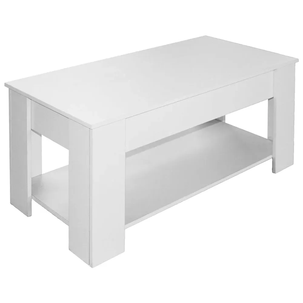 Single Shelf Lift Top Coffee Table with Storage - White