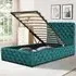 Single Tufted Bed Frame with Storage - Green, Fabric