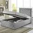 Single Winged Ottoman Bed Frame with Storage - Grey, Velvet