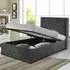 Single Winged Ottoman Bed Frame with Storage - Grey, Velvet