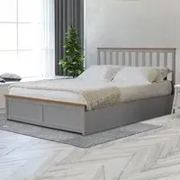 Small Double Gas Lift Ottoman Bed with Storage - Grey