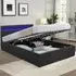 Small Double Ottoman Bed Frame with LED - Black, Faux Leather