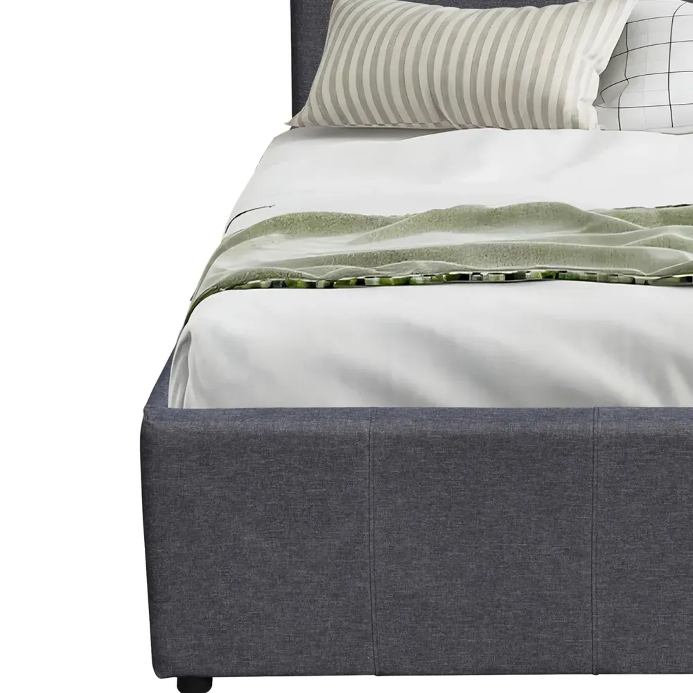 Small Double Ottoman Bed Frame with LED Storage - Dark Grey