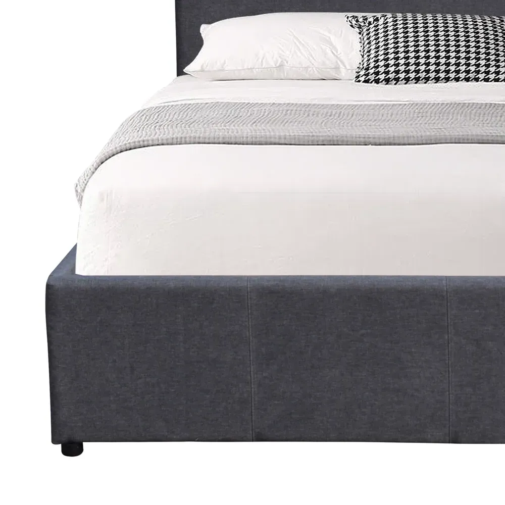 Small Double Ottoman Bed Frame with LED Storage - Grey